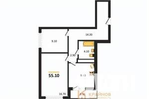 2-к квартира, вторичка, 55м2, 4/25 этаж
