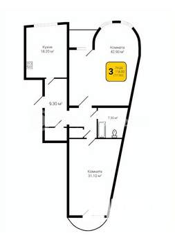 3-к квартира, строящийся дом, 118м2, 7/12 этаж
