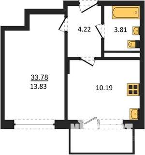 1-к квартира, вторичка, 34м2, 4/19 этаж