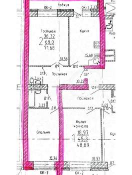 2-к квартира, вторичка, 68м2, 6/9 этаж