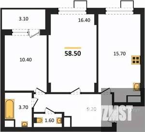 2-к квартира, вторичка, 58м2, 2/13 этаж