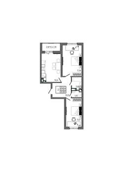 2-к квартира, строящийся дом, 66м2, 9/17 этаж