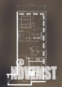 2-к квартира, вторичка, 62м2, 8/17 этаж