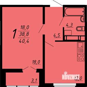 1-к квартира, строящийся дом, 40м2, 19/20 этаж