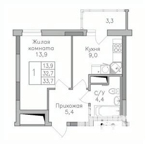 1-к квартира, вторичка, 34м2, 12/25 этаж