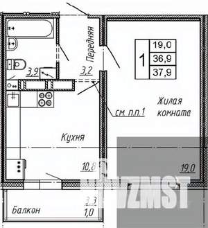1-к квартира, вторичка, 38м2, 13/17 этаж