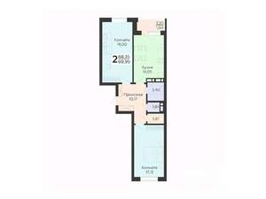 2-к квартира, вторичка, 70м2, 14/18 этаж