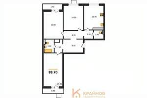 3-к квартира, вторичка, 89м2, 9/17 этаж
