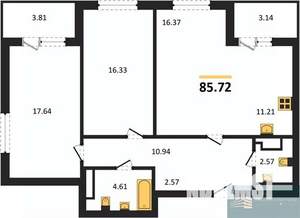 2-к квартира, вторичка, 86м2, 17/18 этаж