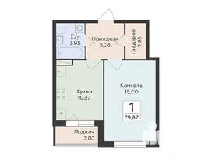 1-к квартира, вторичка, 40м2, 6/14 этаж