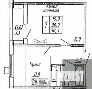 1-к квартира, вторичка, 38м2, 5/19 этаж