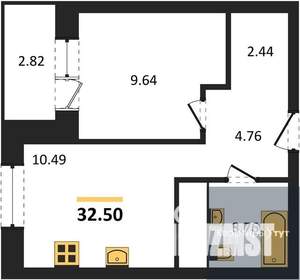 1-к квартира, вторичка, 33м2, 19/25 этаж