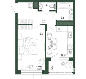 1-к квартира, строящийся дом, 40м2, 1/13 этаж
