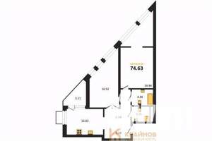 2-к квартира, вторичка, 75м2, 2/21 этаж