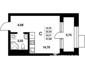 Студия квартира, вторичка, 25м2, 13/21 этаж