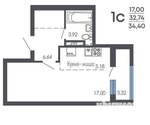 Студия квартира, строящийся дом, 34м2, 8/9 этаж