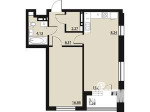 1-к квартира, вторичка, 55м2, 17/23 этаж