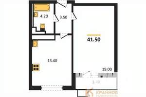 1-к квартира, вторичка, 42м2, 16/17 этаж