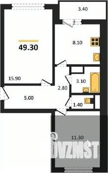 2-к квартира, вторичка, 49м2, 14/17 этаж