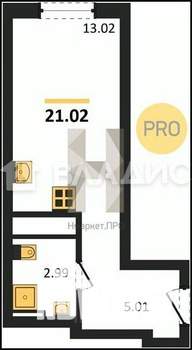 Студия квартира, вторичка, 21м2, 15/27 этаж