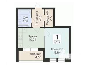 1-к квартира, вторичка, 37м2, 4/24 этаж