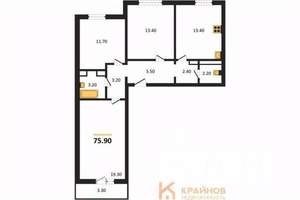 3-к квартира, вторичка, 76м2, 5/17 этаж