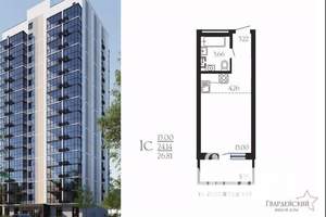 Студия квартира, строящийся дом, 27м2, 5/16 этаж