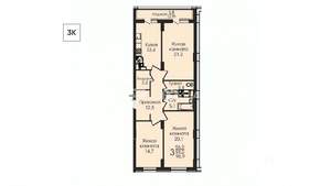 3-к квартира, строящийся дом, 97м2, 4/25 этаж