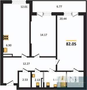2-к квартира, вторичка, 82м2, 3/24 этаж