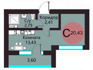 Студия квартира, вторичка, 20м2, 2/25 этаж