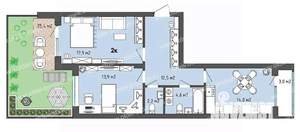 2-к квартира, вторичка, 74м2, 1/13 этаж