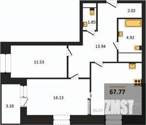 2-к квартира, вторичка, 68м2, 18/25 этаж