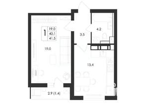 1-к квартира, вторичка, 42м2, 4/17 этаж