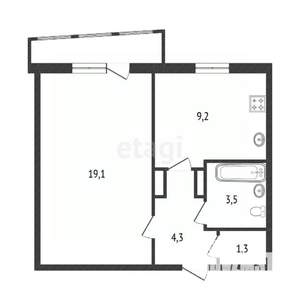 1-к квартира, вторичка, 37м2, 1/9 этаж