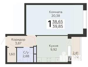 1-к квартира, вторичка, 40м2, 8/20 этаж