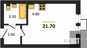 Студия квартира, вторичка, 22м2, 16/19 этаж