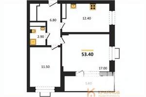 2-к квартира, строящийся дом, 53м2, 12/15 этаж