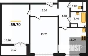 2-к квартира, вторичка, 60м2, 1/17 этаж
