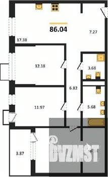3-к квартира, вторичка, 86м2, 17/21 этаж