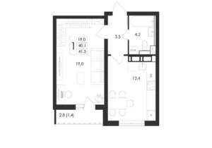 1-к квартира, вторичка, 42м2, 14/17 этаж