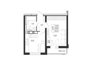 1-к квартира, вторичка, 35м2, 5/17 этаж