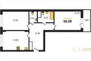 2-к квартира, вторичка, 60м2, 5/13 этаж