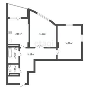 2-к квартира, сданный дом, 74м2, 13/30 этаж
