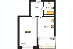 1-к квартира, вторичка, 40м2, 1/18 этаж