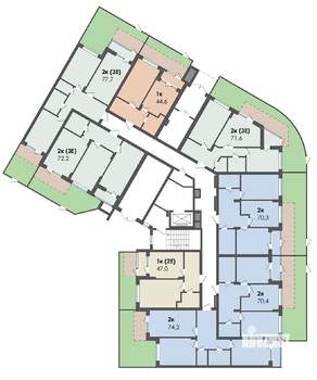 2-к квартира, вторичка, 74м2, 1/13 этаж