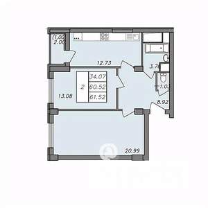 2-к квартира, вторичка, 61м2, 11/13 этаж