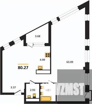 3-к квартира, вторичка, 80м2, 20/21 этаж