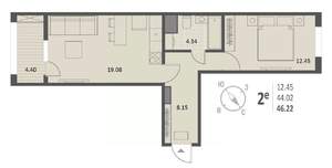 1-к квартира, вторичка, 46м2, 5/18 этаж