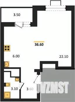 Студия квартира, вторичка, 37м2, 9/15 этаж