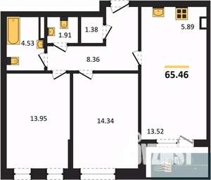 2-к квартира, вторичка, 66м2, 3/24 этаж